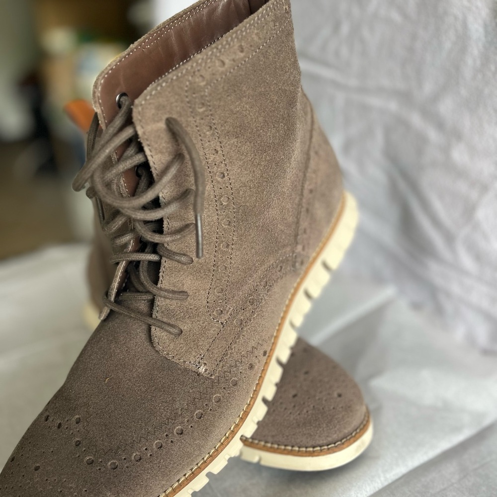 Cole Haan Brown Suede Wingtip Boots